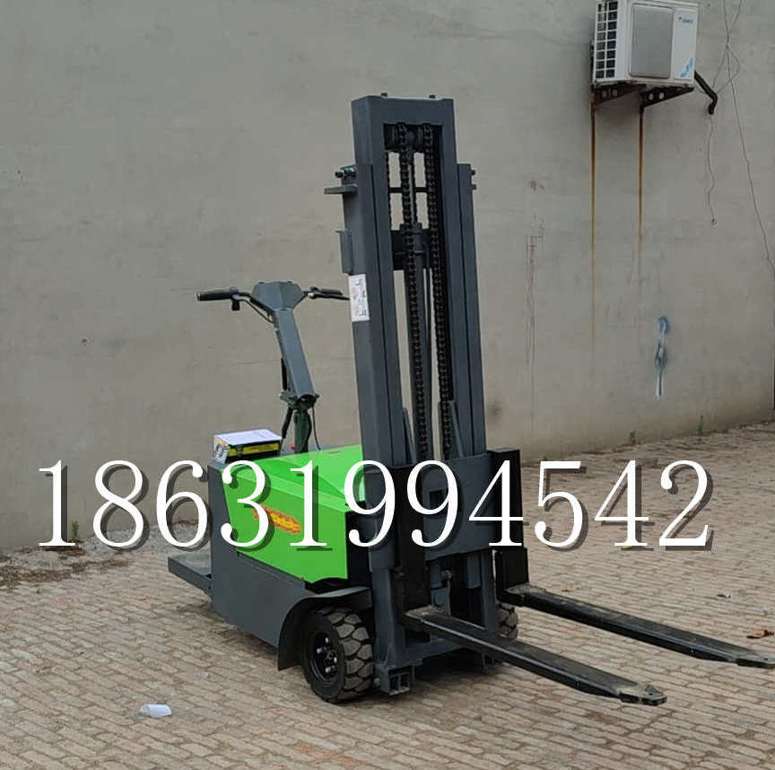 韩城市优程全电动叉车插腿式堆高车液压装卸车1.5吨升高小型站驾式铲车